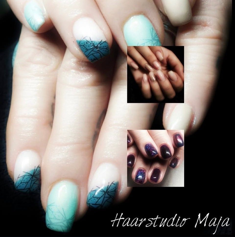 Nageldesign mit türkisem Farbverlauf